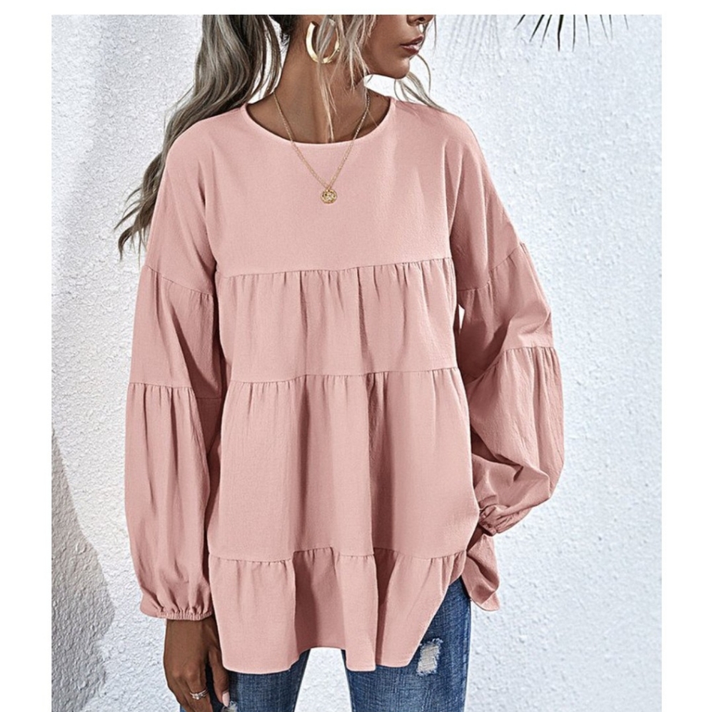 Pink tiered ruffle top